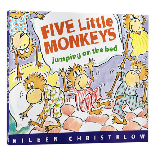 五只小猴子在床上蹦蹦跳 廖彩杏书单 Five Little Monkeys Jumping on the Bed 英文原版绘本 儿童英语启蒙睡前图画故事书 英文版