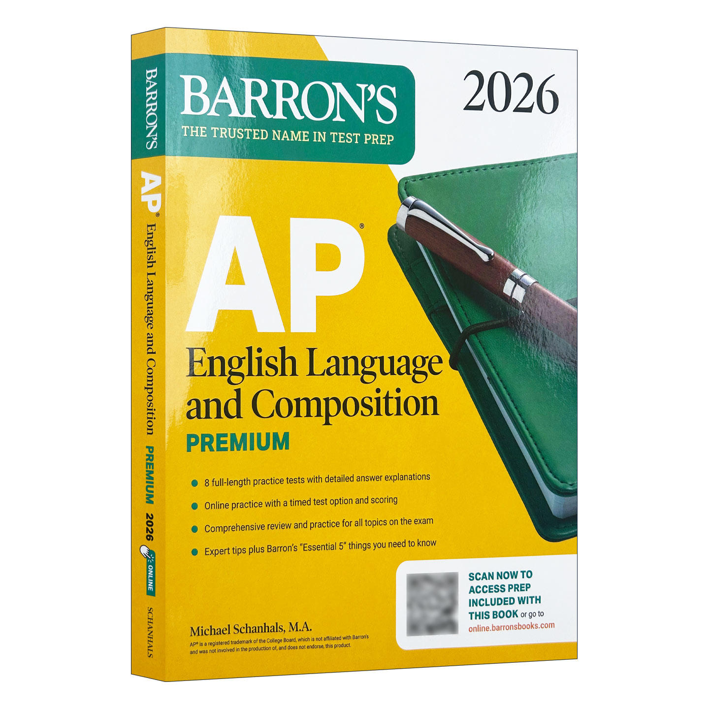 英文原版 AP English Language and Composition Premium 2026 巴朗AP英语语言与写作 高级版 8套练习测试+综合复习+在线练习