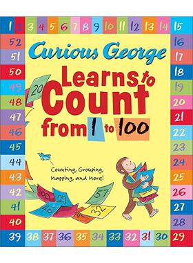 英文原版 Curious George Learns to Count from 1 to 100 好奇猴乔治 从一数到一百 儿童数字启蒙绘本 英文版 进口英语原版书籍