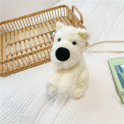 西高地可爱白色小狗毛绒斜挎包治愈少女心毛绒公仔玩偶娃生日礼物