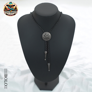 欧美bolo 配饰 tie西部牛仔复古金属唐草花皮革长项链波洛领带衬衫