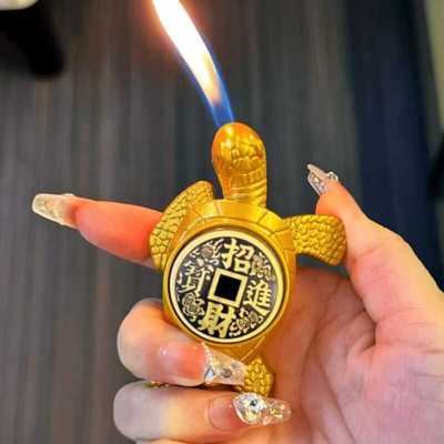 创意小金龟充气打火机个性乌龟造型指尖旋转解压网红海龟摆件礼品