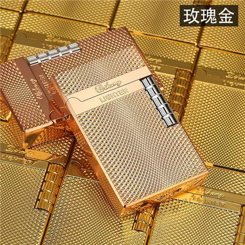 金属朗声充气打火机男士高档耐用火石砂轮明火侧滑送男友礼物