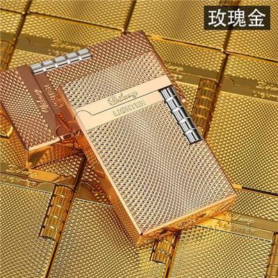 金属朗声充气打火机男士高档耐用火石砂轮明火侧滑送男友礼物