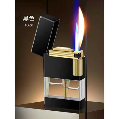 火石打火机侧滑轮双火切换防风耐用送男友网红创意个性潮朗声充气