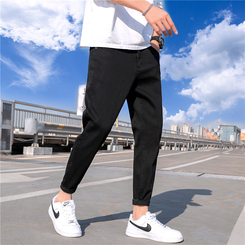 夏季薄款九分牛仔裤男士修身小脚韩版潮流春季浅色裤子男生春夏款