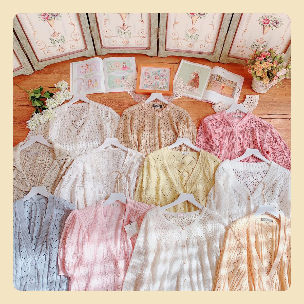 vintage日系软妹蕾丝钩花毛衣