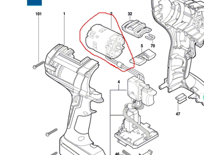 Bosch博世充电式电钻螺丝起子机正品原装GSB 18 VE-2-LI 直流电机