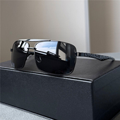 伊沃弗男士 偏光太阳镜方形双梁蛤蟆镜飞行员护目镜防晒金属墨镜