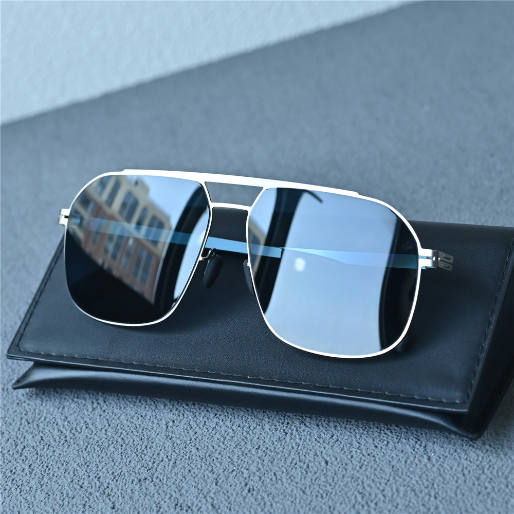 轻薄超大框男士偏光墨镜太阳镜方形无螺丝设计双梁男胖子加宽百搭