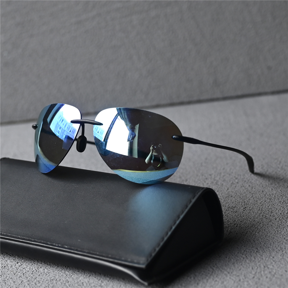 高清超轻太阳镜偏光男士无框蛤蟆镜防紫外线轻盈舒适时尚简约墨镜