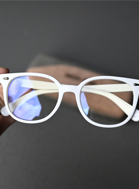 白色眼镜男女士TR90时尚防蓝光平光镜白框可配近视方形文艺装饰