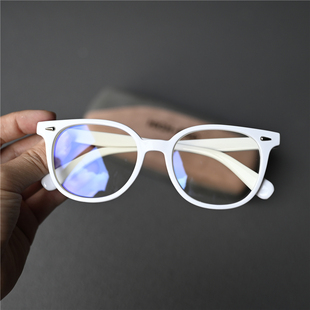 白色眼镜男女士TR90时尚防蓝光平光镜白框可配近视方形文艺装饰