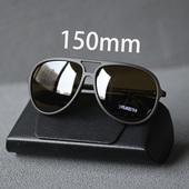 大脸男士 偏光墨镜茶色加宽超轻太阳镜蛤蟆镜TR90飞行员双梁黑色片