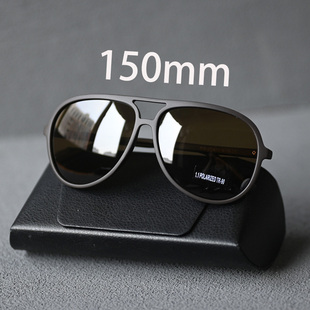 大脸男士偏光墨镜茶色加宽超轻太阳镜蛤蟆镜TR90飞行员双梁黑色片