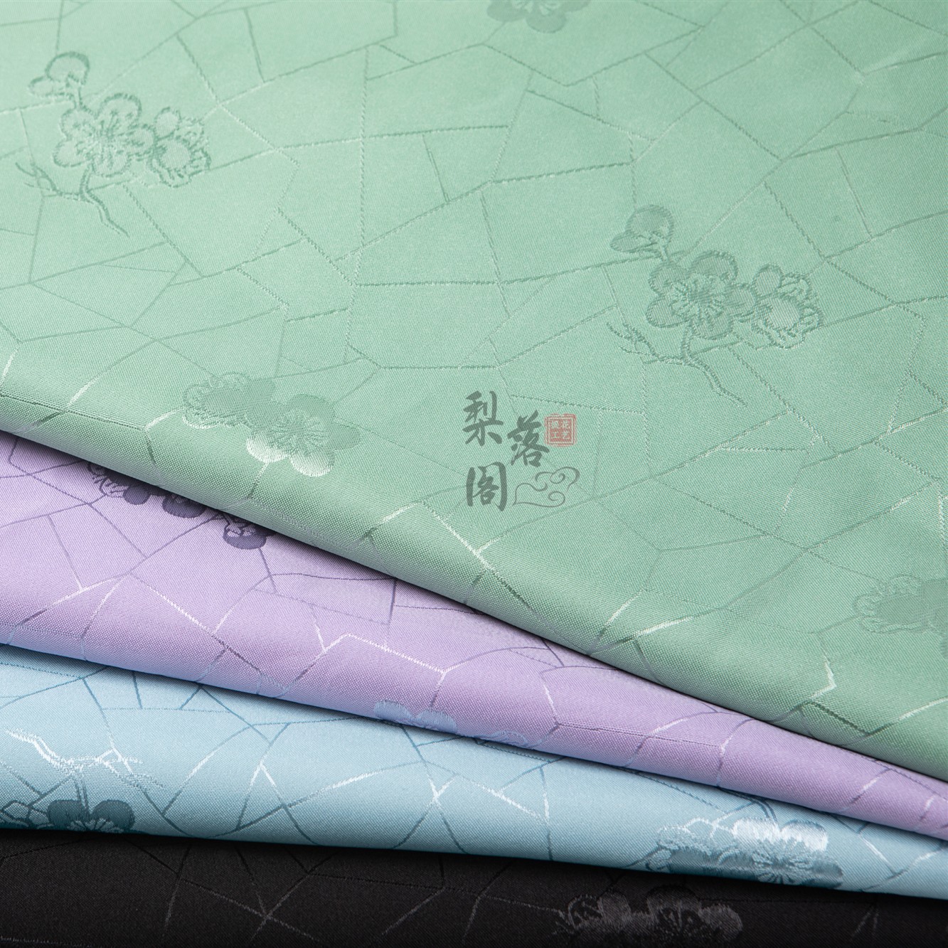 冰裂梅花提花绸植物汉服大袖衫对襟衫圆领中式提花布手工cos定制