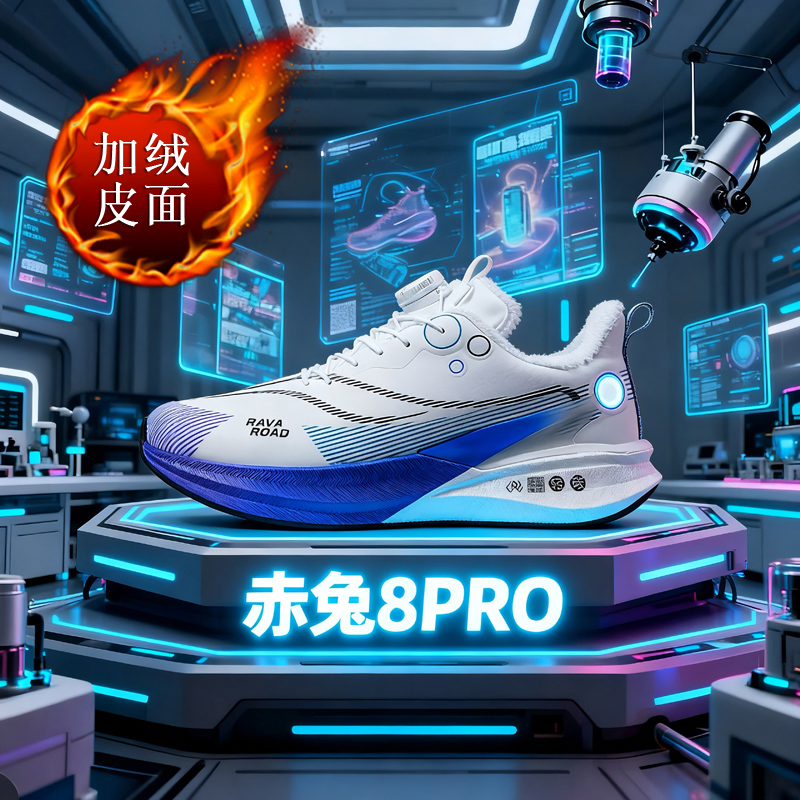 赤兔8pro跑鞋男冬季加绒保暖棉鞋儿童超轻减震旋转扣跑步运动鞋女