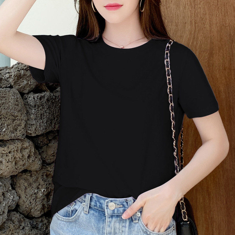 夏季漂亮t恤女黑色宽松上衣女韩版短袖打底衫2026年新款白色体恤