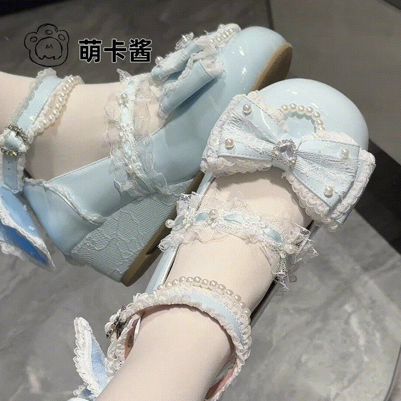 萌卡酱lolita原创宝石蕾蕾坡跟鞋图片