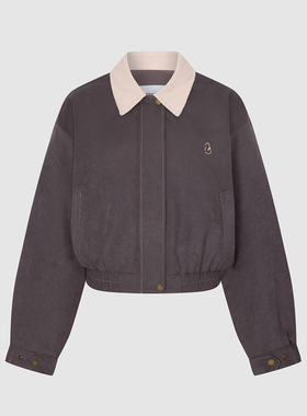 UR国内代购2025冬季女复古巴恩风撞色翻领企鹅刺绣棉服UYU160005