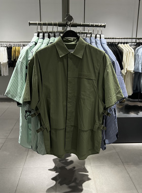 UR国内代购2025夏季男装潮流机能风超宽松短袖开襟衬衫UMV250047