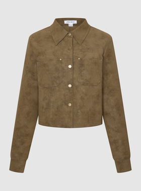 UR国内代购2025冬季女琥珀流光风复古绒面短款开襟衬衫UYV260001