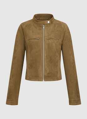 国内代购2025冬季女装琥珀流光风休闲麂皮绒立领外套UWH150108