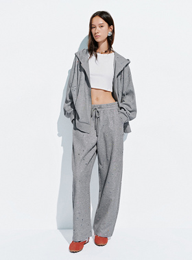 UR国内代购2025冬季女泽西风松紧腰抽绳星星图案弯刀裤UYV650088