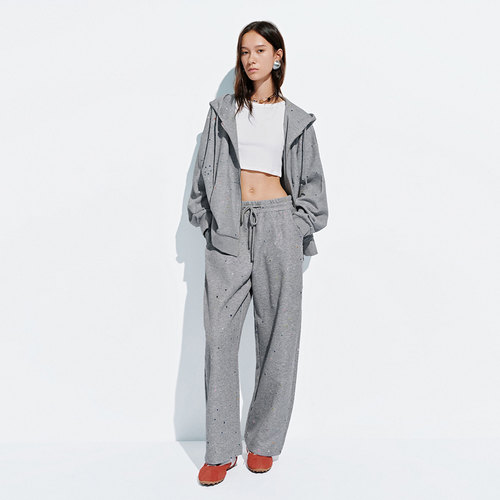 UR国内代购2025冬季女泽西风松紧腰抽绳星星图案弯刀裤UYV650088