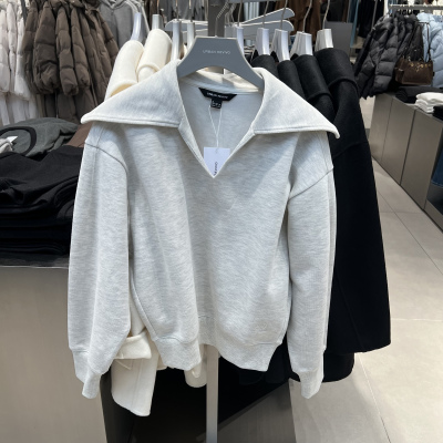 UR国内代购2025冬季女装简约休闲时尚V领百搭宽松卫衣UWM450193