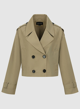 UR国内代购2026春季女装时髦休闲短款廓形双排扣风衣UWM160011