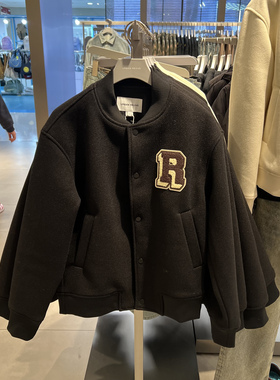 UR国内代购2025冬季男装休闲字母贴布绣棒球夹克外套UUY150011