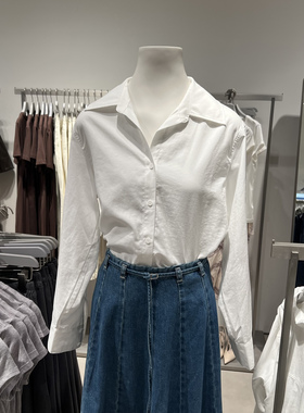 UR国内代购2025秋季女装简约通勤气质风长袖开襟衬衫UWB250002