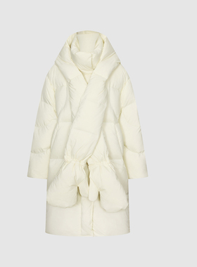 UR国内代购2025冬季女装休闲立领连帽围巾手套羽绒外套UYL150101