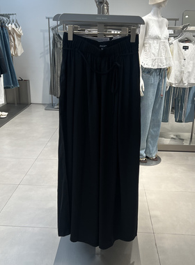 UR国内代购2025夏季女装松紧腰系带垂感超宽松阔腿裤UWM650026