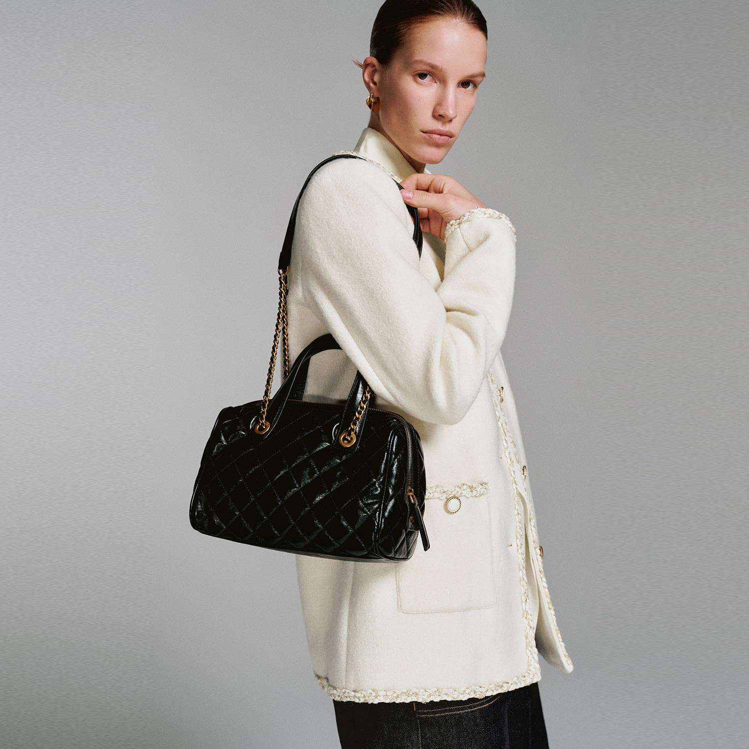 UR国内代购2025秋季女士时髦百搭经典菱格纹手提单肩包UAWB50274