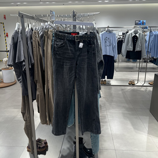 UR国内代购2025秋季女装复古休闲风腰带阔腿牛仔长裤UYV850168