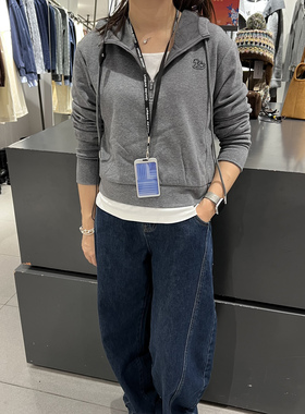 UR国内代购2025冬季女装潮流连帽抽绳刺绣假两件卫衣UYV460010