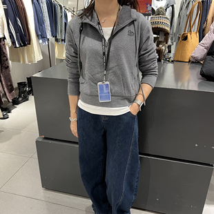 UR国内代购2025冬季女装潮流连帽抽绳刺绣假两件卫衣UYV460010