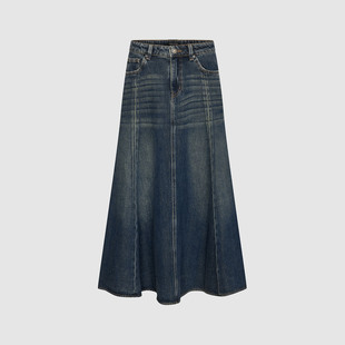 UR国内代购2026春季女装潮流摩登水洗猫须鱼尾牛仔半裙UWJ860014
