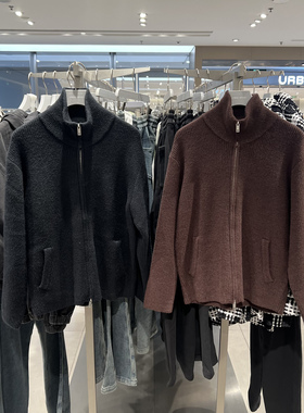 UR国内代购2025冬季男装简约休闲立领双拉链针织开衫UMM950031