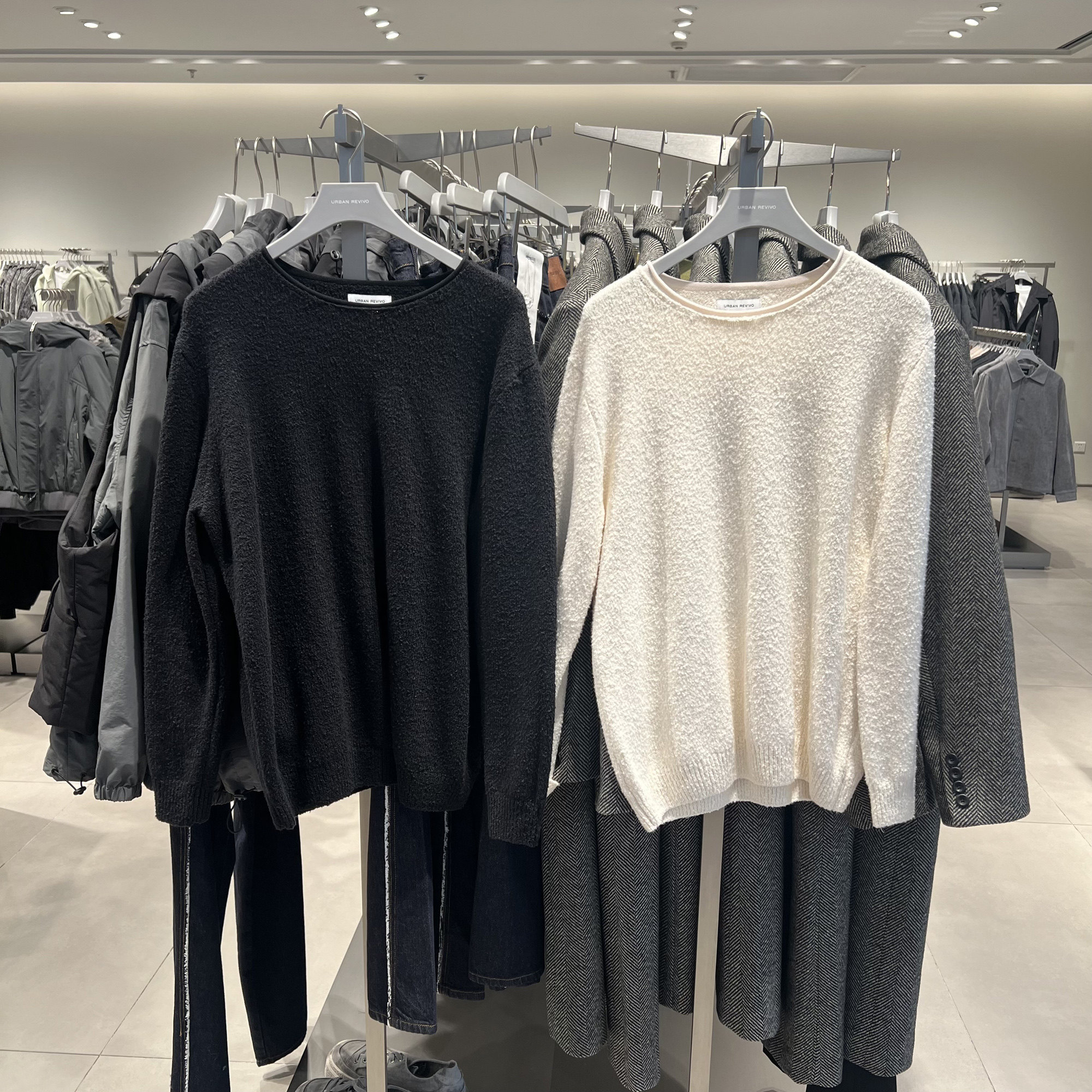 UR国内代购2024冬季男装时尚慵懒风纯色圆领长袖针织衫UMY940005,男装,针织衫/毛衣,淘宝优惠券,粉丝福利购,淘宝优惠卷