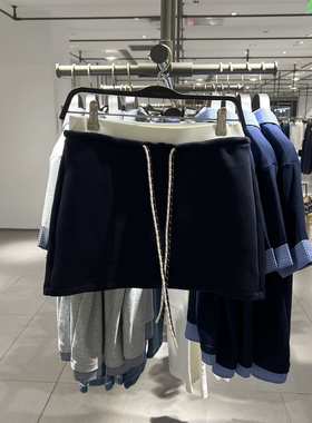 UR国内代购2026春季女装都市撞色拼接腰头抽绳系带半裙UYU560023