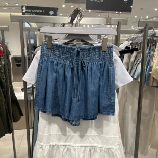 UR国内代购2026夏季女装抽绳加宽松紧腰超宽松牛仔短裤UYU860114