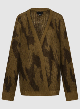 UR国内代购2025冬季女琥珀流光风潮流撞色提花针织开衫UWJ960001