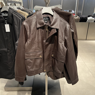 UR国内代购2026春季男美式复古新年皮衣PU皮夹克外套红UMF160006