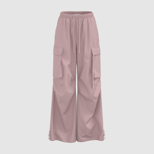 UR国内代购2025秋季女装工装风口袋松紧腰抽绳阔腿裤UYV650095