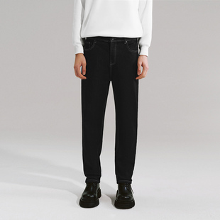 UR国内代购2025冬季男装气质丹宁简约基础抓绒牛仔长裤UMM850101