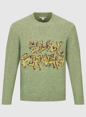 UR国内代购2025冬季男装潮流撞色提花圆领短款针织衫UUV950034