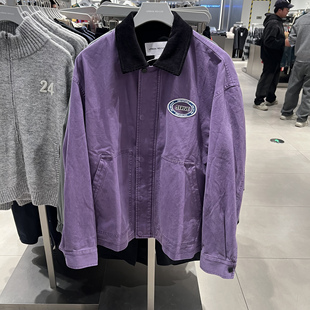 UR国内代购2026春季男装潮流撞色翻领美式刺绣夹克外套UUV160011